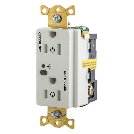 Hubbell Wiring Device-Kellems Straight Blade Receptacle, 5-15R, 15 A, 125V AC, 2 Pole, 3 Wire, Grounded HBL5262RFC2W
